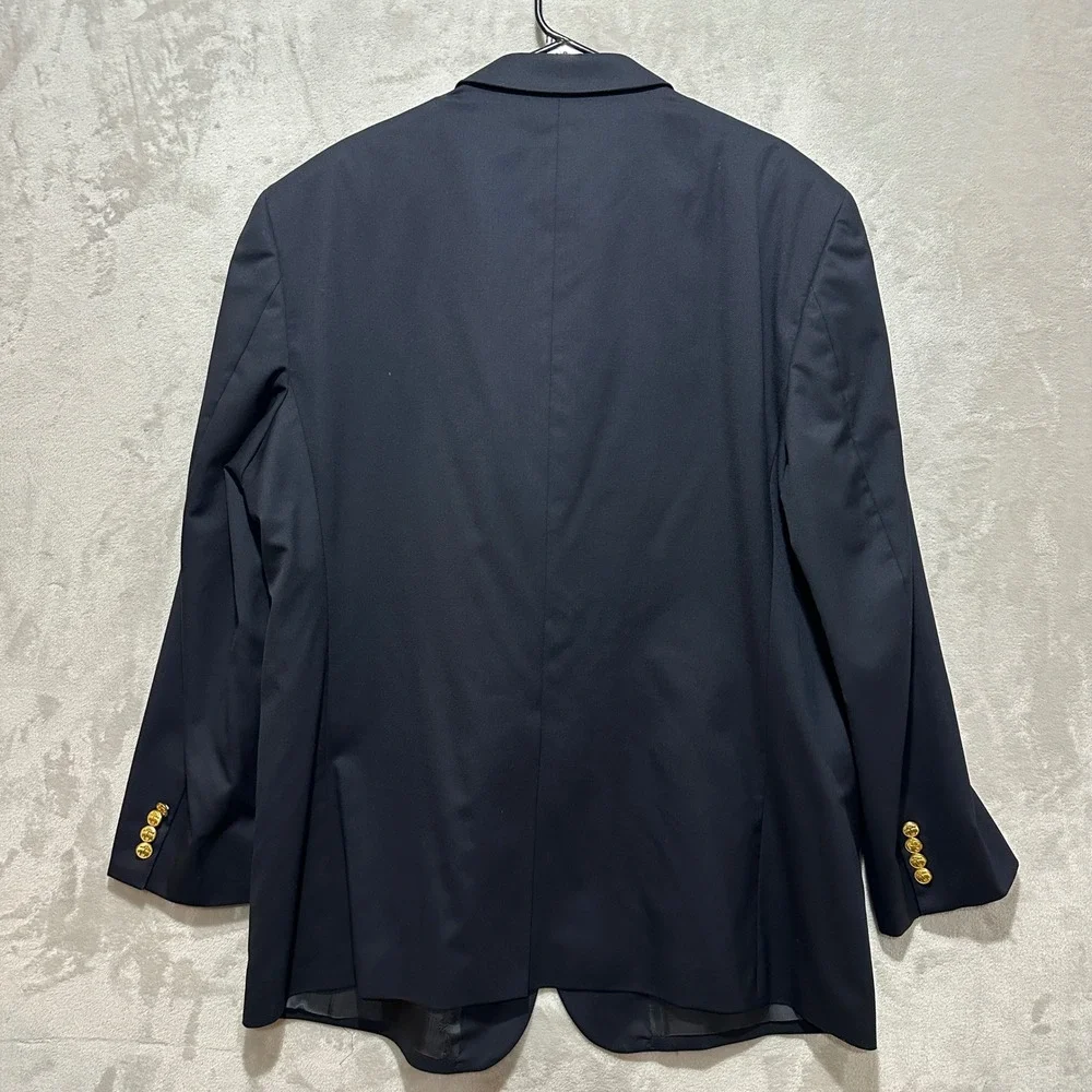 Brooks Brothers 346 Mens Navy Blue 100% Wool 3 Button Blazer Sport Coat 48R